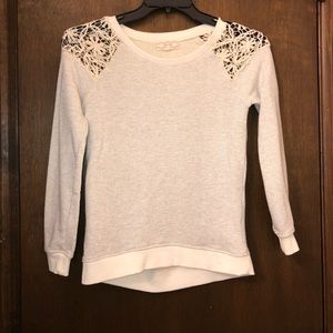 Sweater Top With Lace Shoulders.
